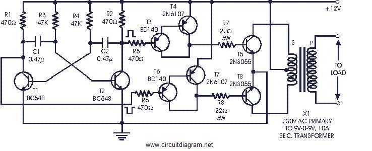 2000w 12v Simple Inverter Circuit Diagram - Power Inverter 60w 12v Dc To 230v Ac Using 2n3055 - 2000w 12v Simple Inverter Circuit Diagram
