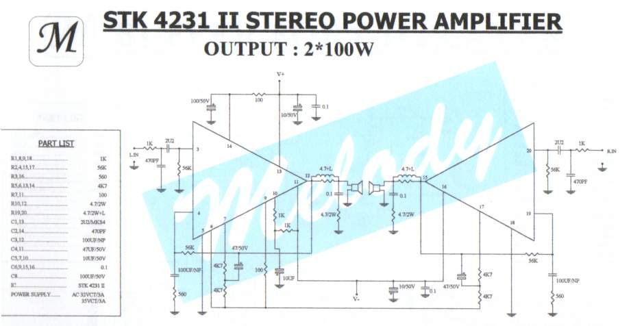 Stk4141 Amplifier Diagram - W Stereo Power Amplifier With Stk4231ii - Stk4141 Amplifier Diagram