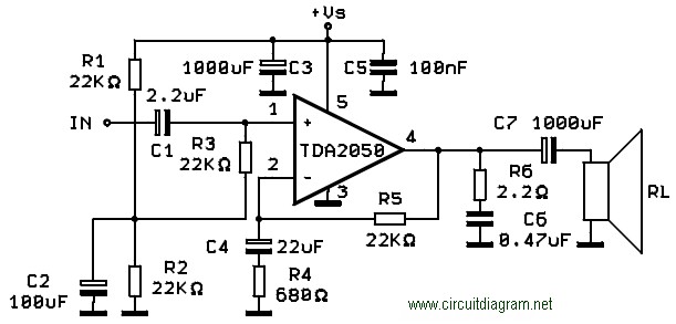 7294ic Circuit Diagram    - 32w Hi Fi Audio Amplifier With Tda2050 - 7294ic Circuit Diagram
