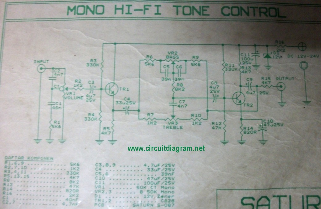 Pre-Amp + Tone Control with TDA1524A - Schematic Design