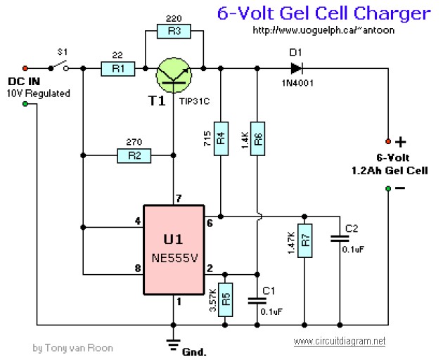 6V Gel Cell Battery Charger - Schematic Design