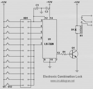 Simple Electronic Combination Lock circuit
