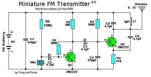 Free Download Fm Transmitter Circuit Diagram - 2 Transistor Mini Fm Transmitter - Free Download Fm Transmitter Circuit Diagram