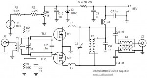 MOSFET Linear Amplifier 300W/50MHz  circuit