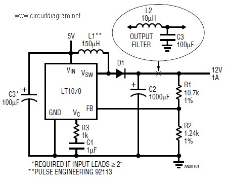 12vdc To 9vdc Converter Circuit - 5vdc To 12vdc Lt1070 Boost Converter - 12vdc To 9vdc Converter Circuit
