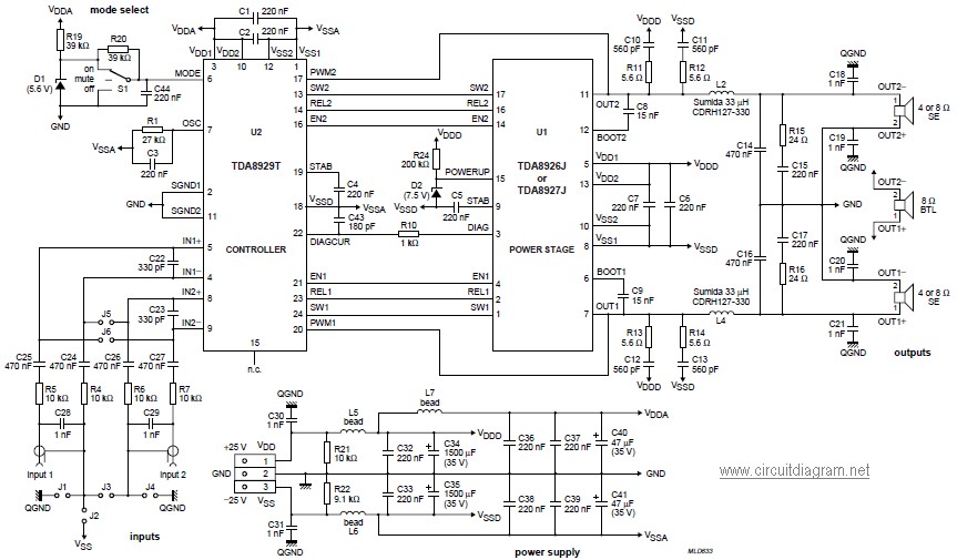 Tda2040 Amplifier Circuit Diagram - Tda8929t Class D Audio Power Amplifier - Tda2040 Amplifier Circuit Diagram