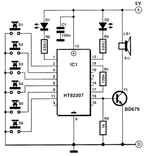 Cct Diagram Of High Sound Metronome - Sound Effect Generator Um3561  C2 B7 Western Generator Based Ic Ht82207 - Cct Diagram Of High Sound Metronome