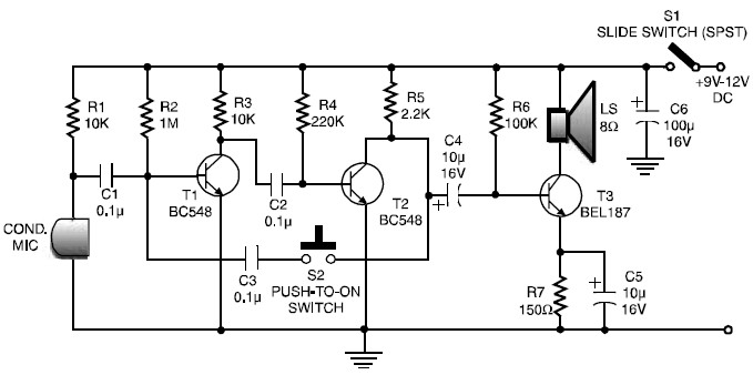 Intercom Circuit Diagram Lm386 - Low Cost And Simple Inter - Intercom Circuit Diagram Lm386