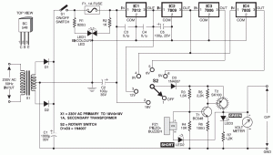 4 Output Stage (5V/6V/9V/12V) Stabilized DC Power Supply circuit