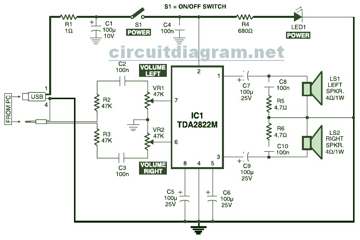 Speaker Circuit Diagram - Speaker Protection Circuit Stereo  C2 B7 Usb Powered Stereoputer Speaker - Speaker Circuit Diagram