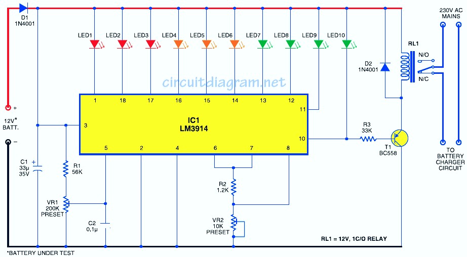 Simple Battery Level Indicator - Schematic Design