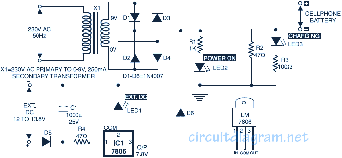 Mini Ups System Circuit Diagram - Simple Battery Level Indicator  C2 B7 Simple Mobile Phone Battery Charger - Mini Ups System Circuit Diagram