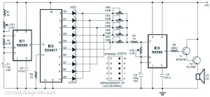 Door Bell with Flashing LEDs circuit