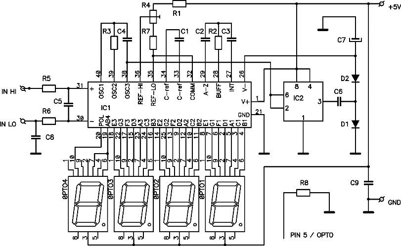 7 Segment Digital Clock Circuit Diagram - Digital Dc Voltmeter Based Icl7107 Chip - 7 Segment Digital Clock Circuit Diagram