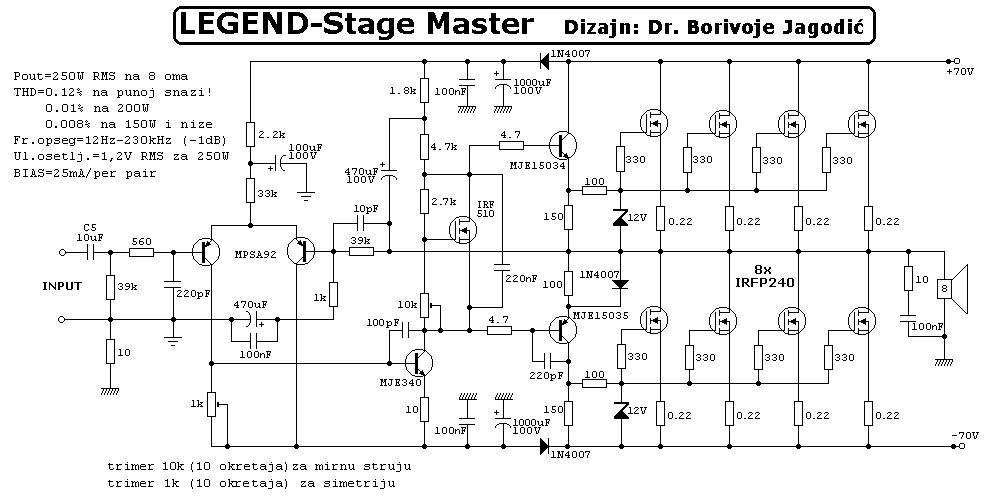 2000W Class AB Power Amplifier - Schematic Design